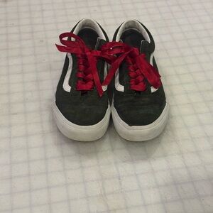 Vans green suede and Red ribbon laced Sneakers